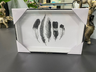 Принт в раме, дерево, бумага, белый, черный