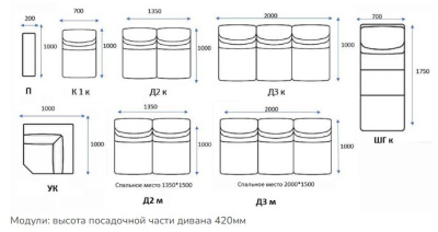 Арт-14, диван модульный (лок.+3-х мест.див.+угл.кр.ср.кр.+лок.)