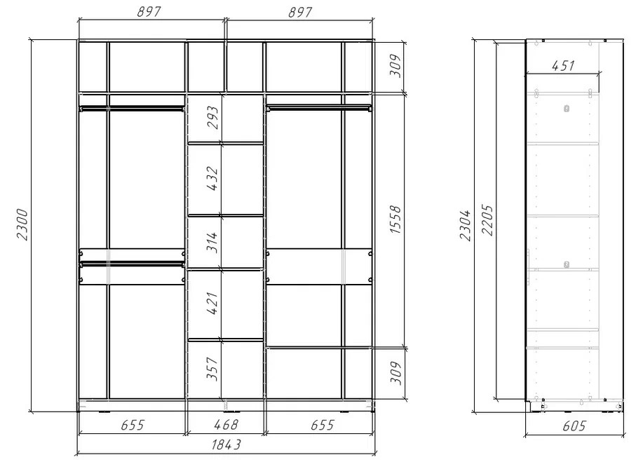 Шкаф-купе SLIM (СЛИМ) 184х60х230 3D