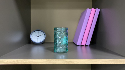 Подсвечник стеклянный, разм. 6х10 см, цв. в ассорт., (Голубой)