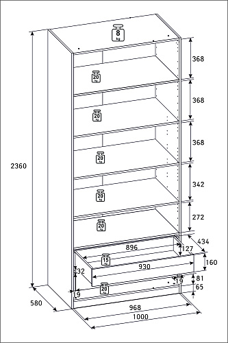 РУМ Корпус шкафа 100см