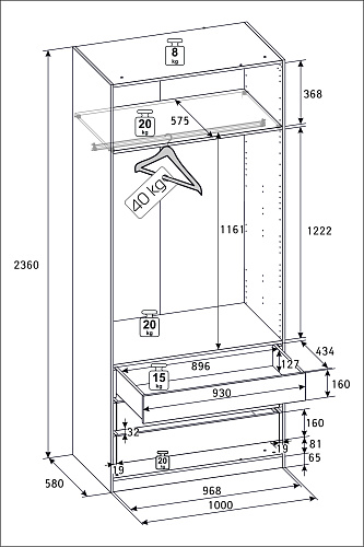 РУМ Корпус шкафа 100см