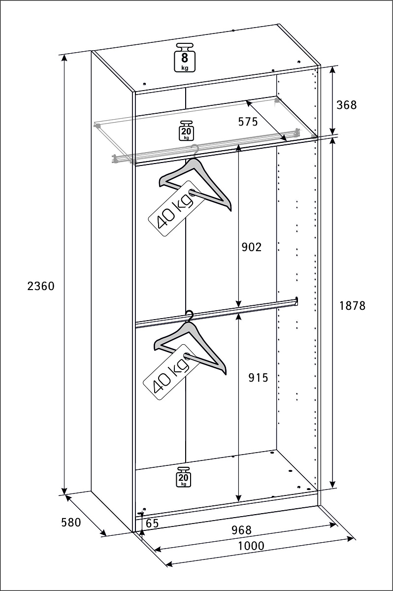 РУМ Корпус шкафа 100см