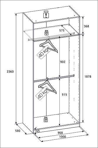 РУМ Корпус шкафа 100см