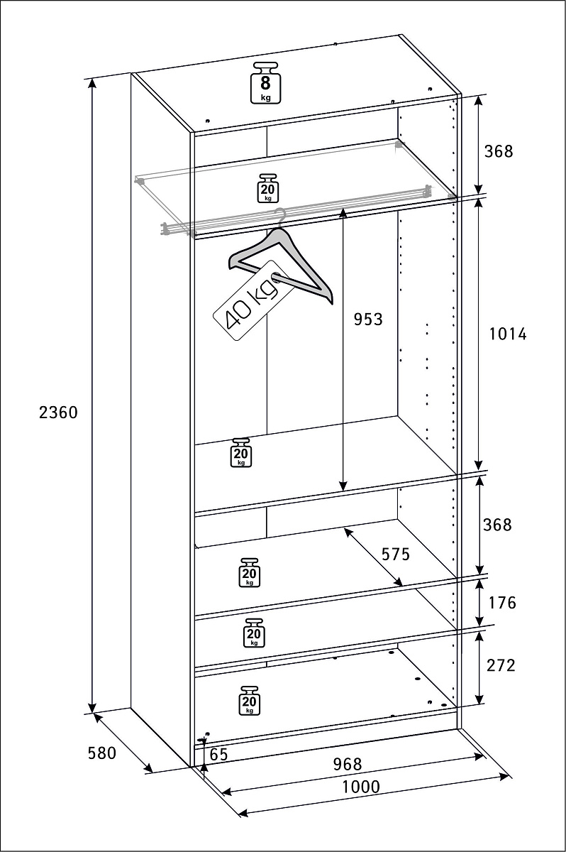 РУМ Корпус шкафа 100см