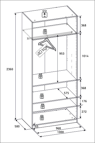 РУМ Корпус шкафа 100см