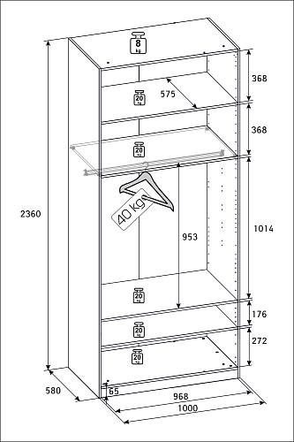 РУМ Корпус шкафа 100см