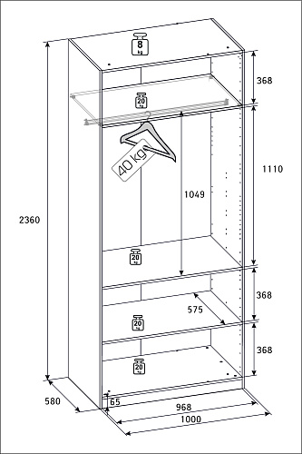 РУМ Корпус шкафа 100см