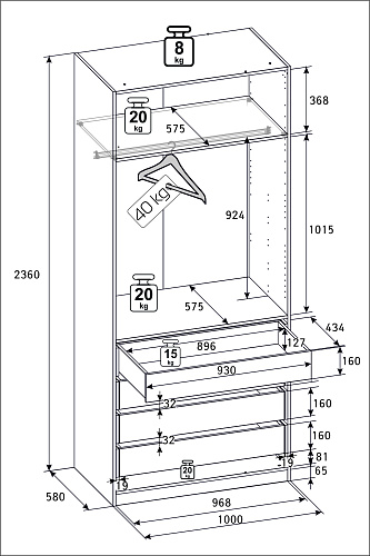 РУМ Корпус шкафа 100см