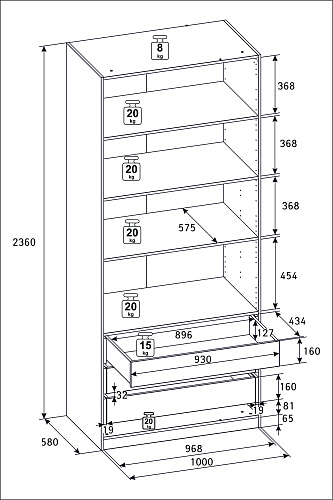 РУМ Корпус шкафа 100см