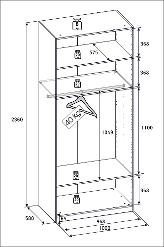 РУМ Корпус шкафа 100см