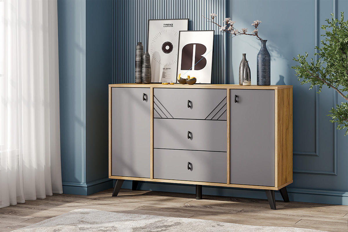 Модульная система "Байкал" Комод 3 ящика двухстворчатый