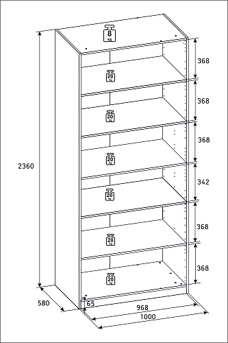 РУМ Корпус шкафа 100см