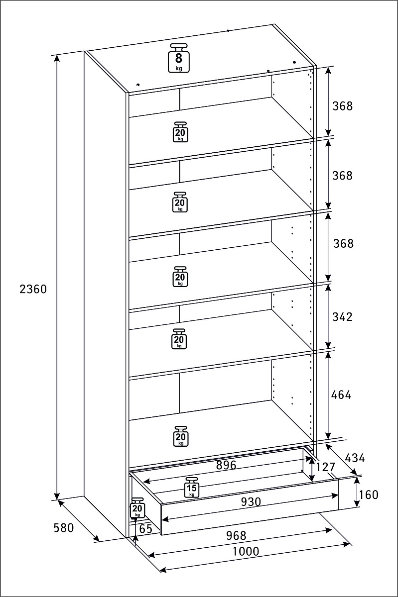 РУМ Корпус шкафа 100см