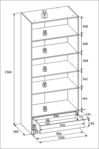 РУМ Корпус шкафа 100см