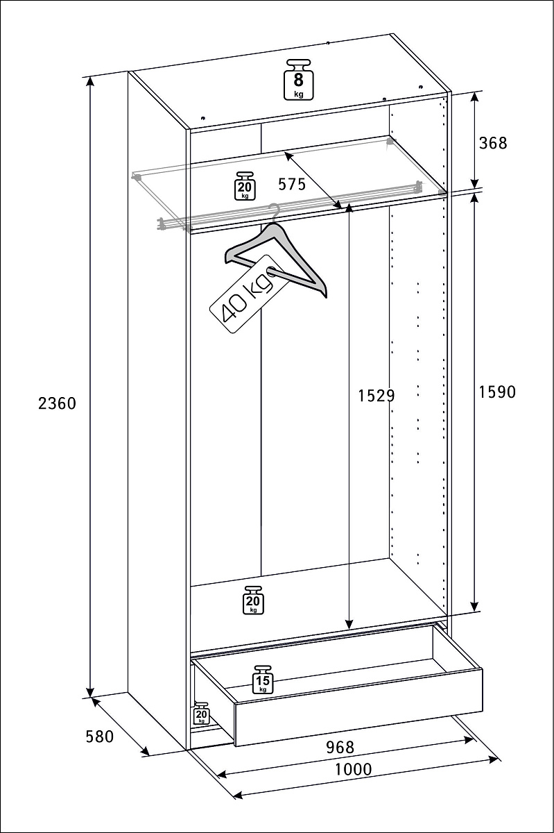 РУМ Корпус шкафа 100см