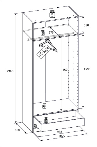 РУМ Корпус шкафа 100см