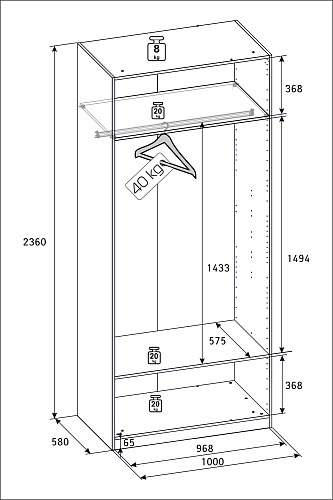 РУМ Корпус шкафа 100см