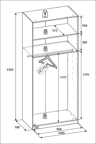 РУМ Корпус шкафа 100см